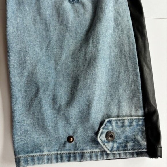 NWT Ashley Stewart Women Streetwear Black Blue Jean Retro Leather Distressed 20 - Picture 3 of 8